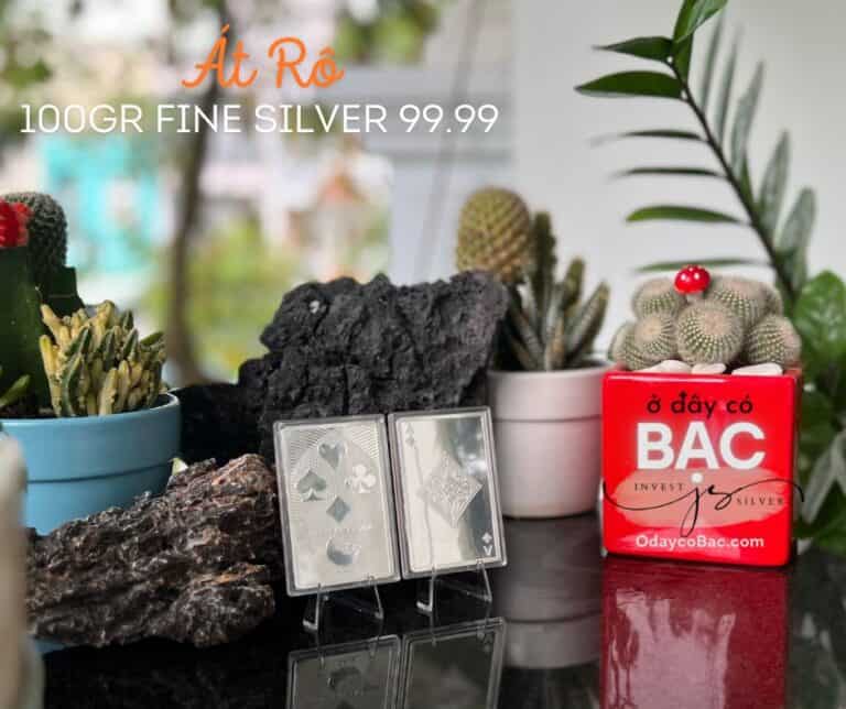 thỏi bạc 100 gram Át rô Bạc Mặt Trăng